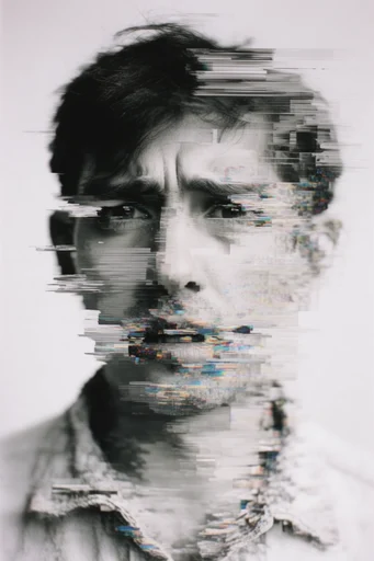 Monochrome Digital Decay moodboard — generate AI images in this style