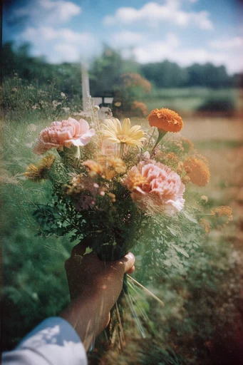Nostalgic Surrealist Double-Exposure style reference image — translucent layering