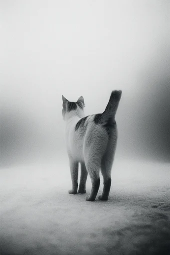 Monochrome Atmospheric Minimalism style reference image — desolate silhouette