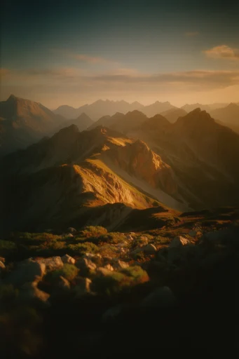 Nostalgic Amber Dreamscape style reference image — golden hour glow