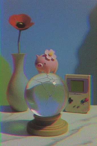 Nostalgic Glitch Dreamscape style reference image — vintage OS GUI