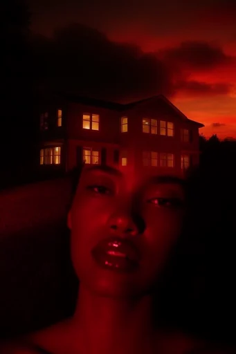 Cinematic Crimson Noir style AI image example 4