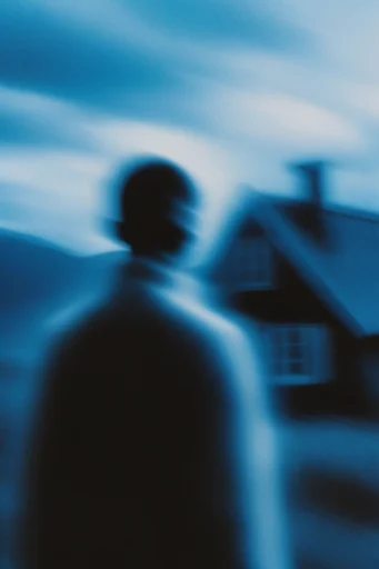 Ethereal Cyan Motion style reference image — grainy film texture