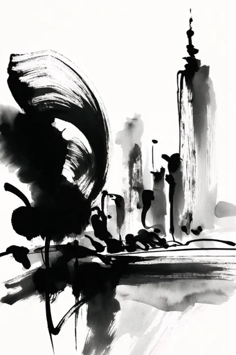Dynamic Sumi-e Minimalism style reference image — sumi-e ink painting