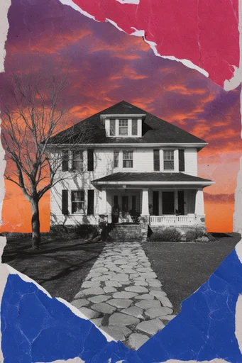 Constructivist Punk Collage style AI image example 4