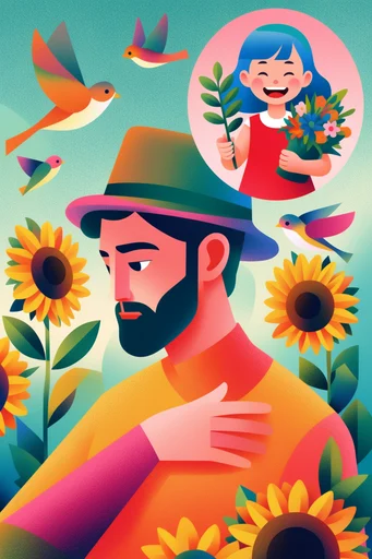 Surreal Neo-Folk Gradient style reference image — clean geometric composition