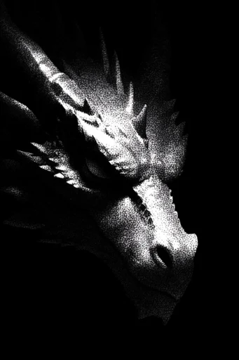 Gritty Monochromatic Noir style reference image — halftone patterns