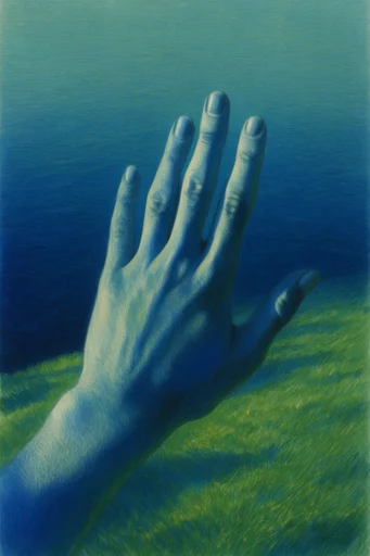 Melancholic Verdant Surrealism style reference image — minimalist surrealism
