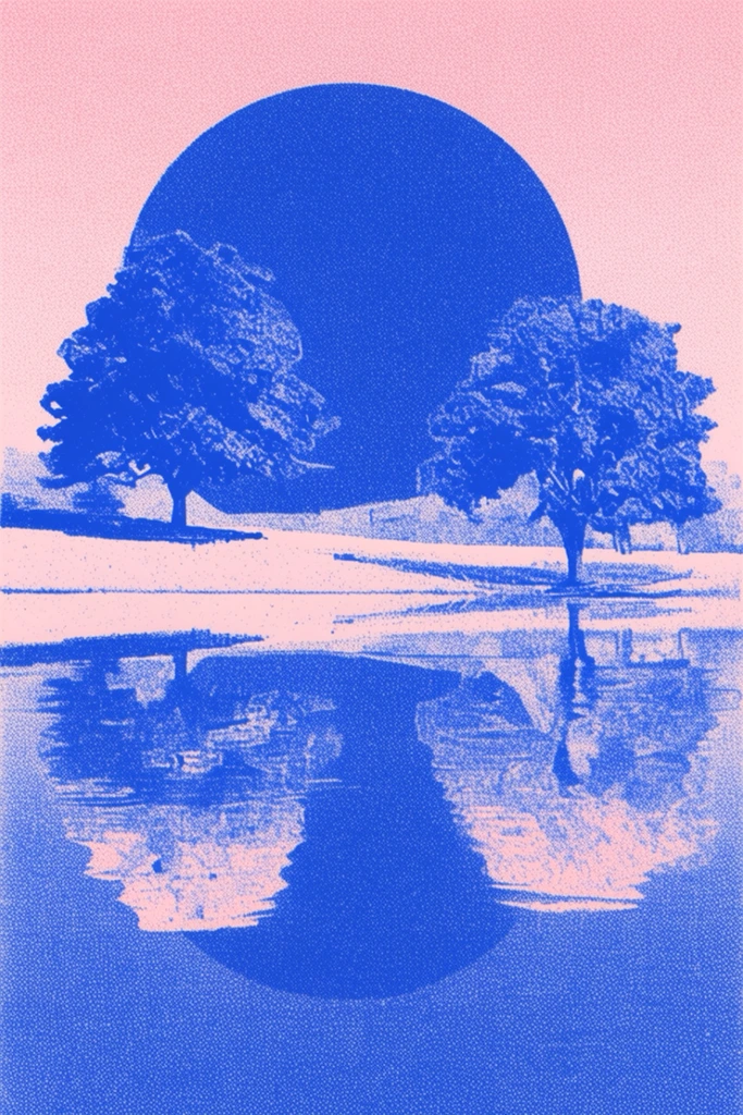 Graphic Duotone Halftone style AI image example 2