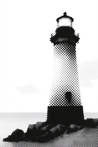 Monochrome Halftone Graphic style reference image — dithered dot texture