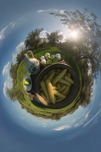Sun-Drenched Fisheye Dreamscape style reference image — fisheye lens