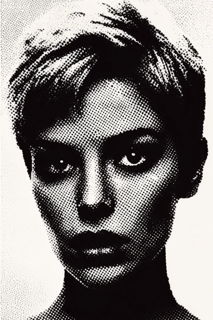 Gritty Halftone Noir style AI image example 1