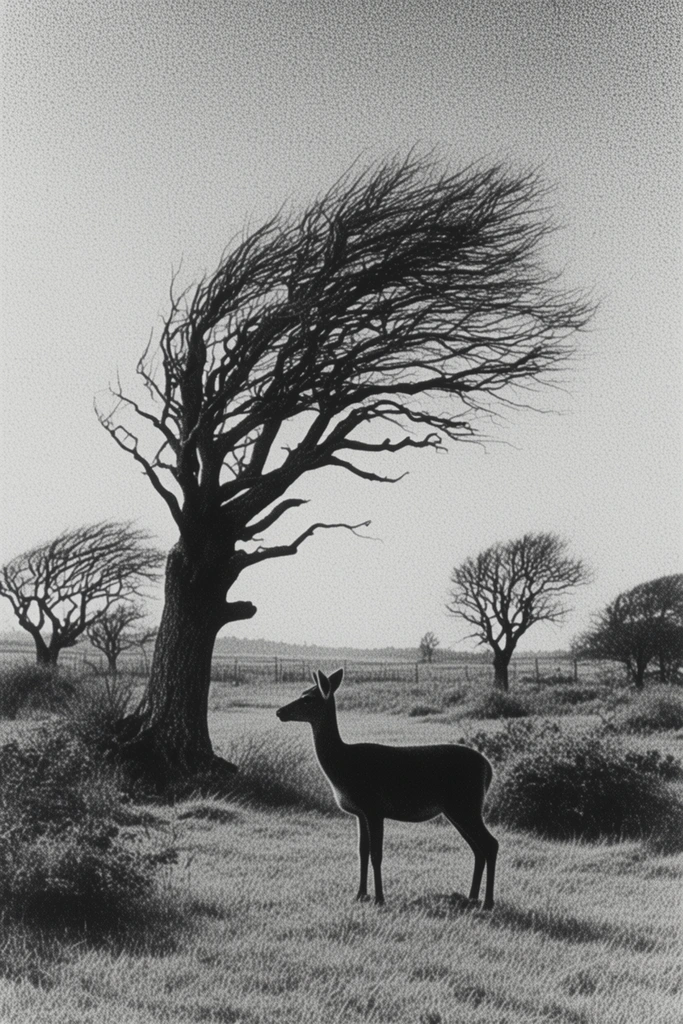 Monochrome Atmospheric Minimalism style AI image example 3