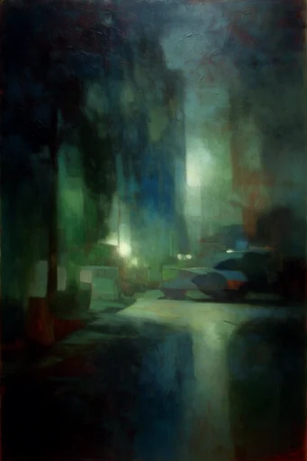 Luminous Nocturnal Tonalism style reference image — melancholic isolation