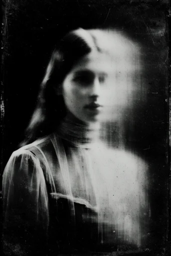 Haunted Analog Glitch style reference image — scratched vintage texture