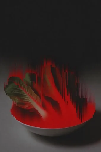 Crimson Glitch Avant-Garde style reference image — high-contrast minimalism