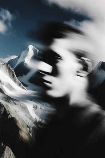 Kinetic Spectral Noir style reference image — high-contrast black and white