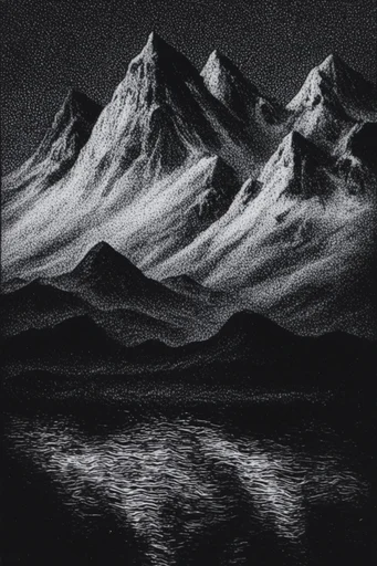 Nocturnal Stipple Noir style reference image — grainy tactile