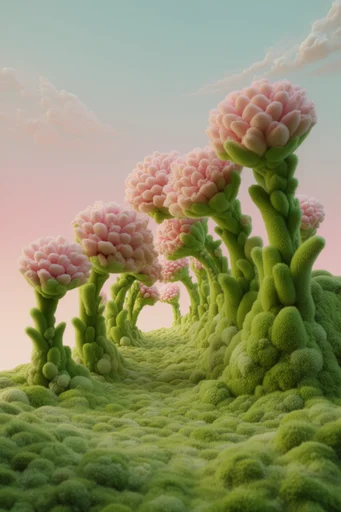 Plush Surreal Liminality style reference image — soft diffuse lighting