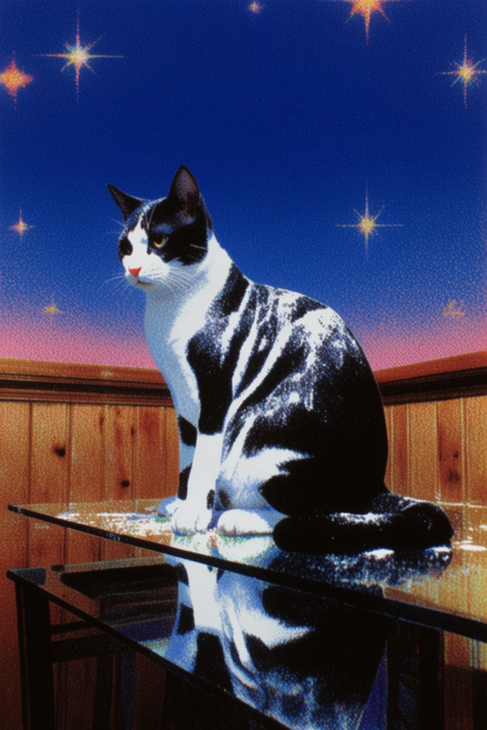 Retro-Surrealist Neon Dreamscape style AI image example 3