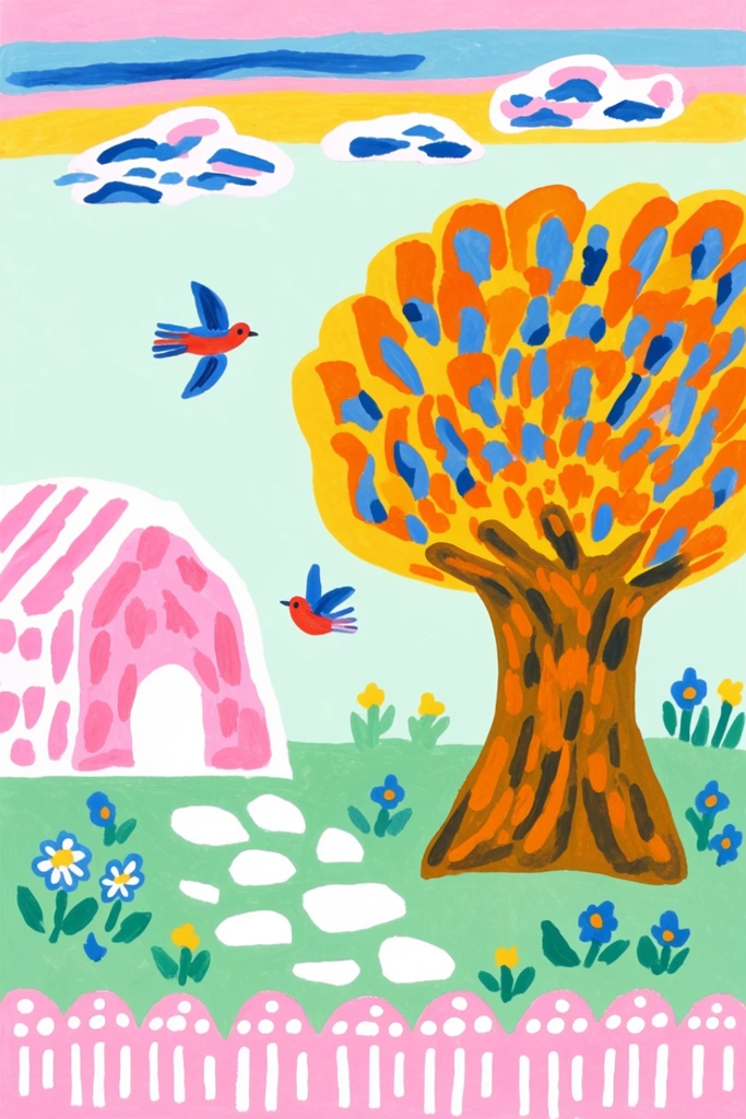 Vibrant Fauvist Folk style AI image example 2