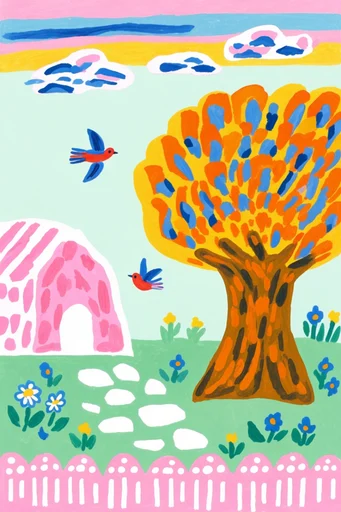 Vibrant Fauvist Folk style reference image — fauvism color palette