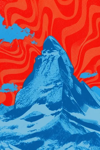 Psychedelic Halftone Pop style reference image — vintage screenprint texture