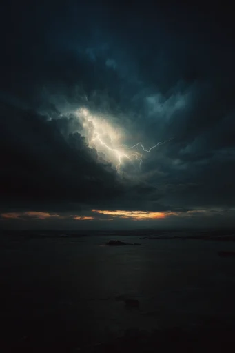 Abyssal Storm Gothic style reference image — volumetric teal lighting