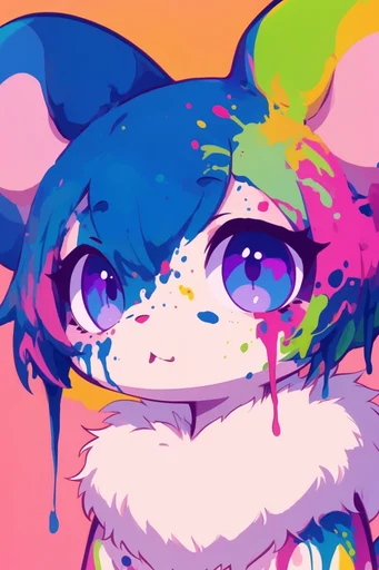 Cobalt Neon Pop style reference image — neon paint splatters
