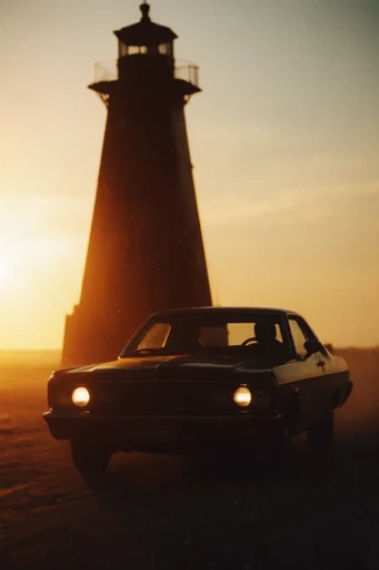 Luminous Amber Silhouette style reference image — analog film grain