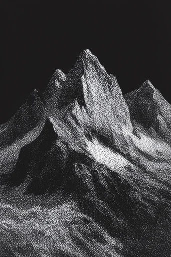 Monochrome Halftone Graphic style reference image — high-contrast monochrome