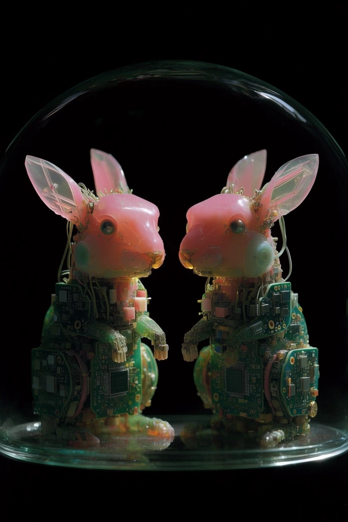 Translucent Cyber-Organic Assemblage style AI image example 3