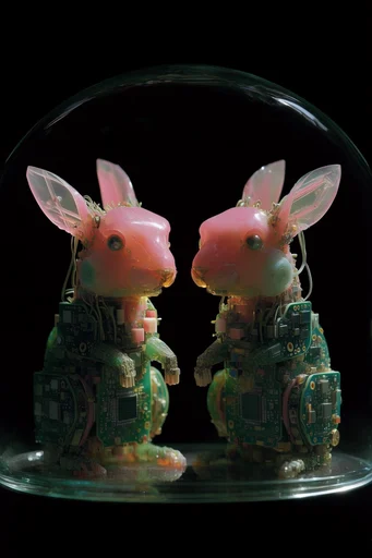 Translucent Cyber-Organic Assemblage style AI image example 3