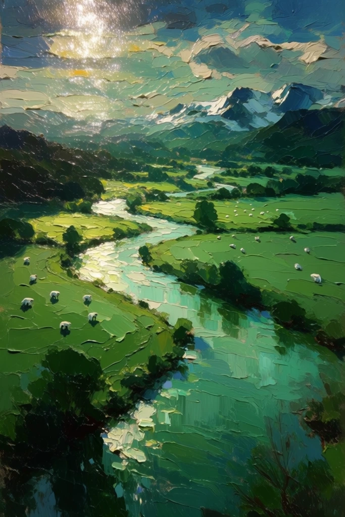 Luminous Impasto Waters style AI image example 2