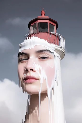 Surreal Fluid Deconstruction style reference image — vintage flash photography