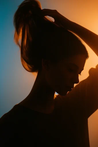Cinematic Amber Silhouette style reference image — golden rim lighting