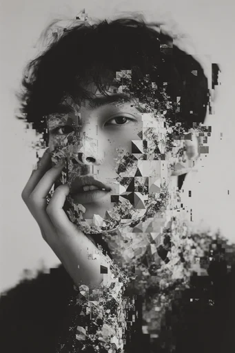 Fragmented Monochromatic Surrealism moodboard — generate AI images in this style