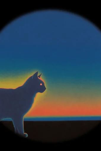 Surreal Retro-Futurist Pastoral style reference image — glowing neon orb