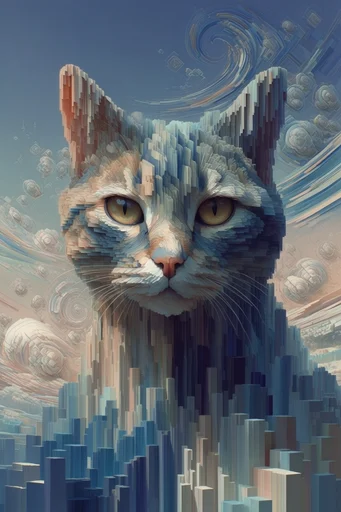 Recursive Voxel Surrealism style reference image — chromatic aberration