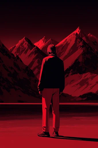 Crimson Noir Graphic style reference image — crimson and black palette