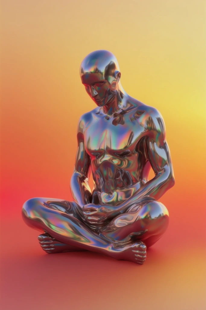 Iridescent Liquid Chrome style AI image example 2