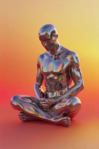 Iridescent Liquid Chrome style reference image — iridescent metallic