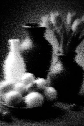 Analog Glitch Noir style reference image — high-contrast monochrome