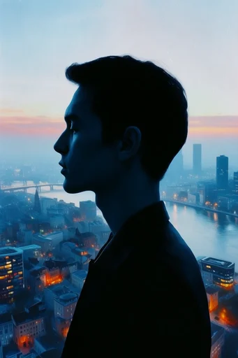 Cinematic Neon Noir style reference image — retro-futuristic airbrush