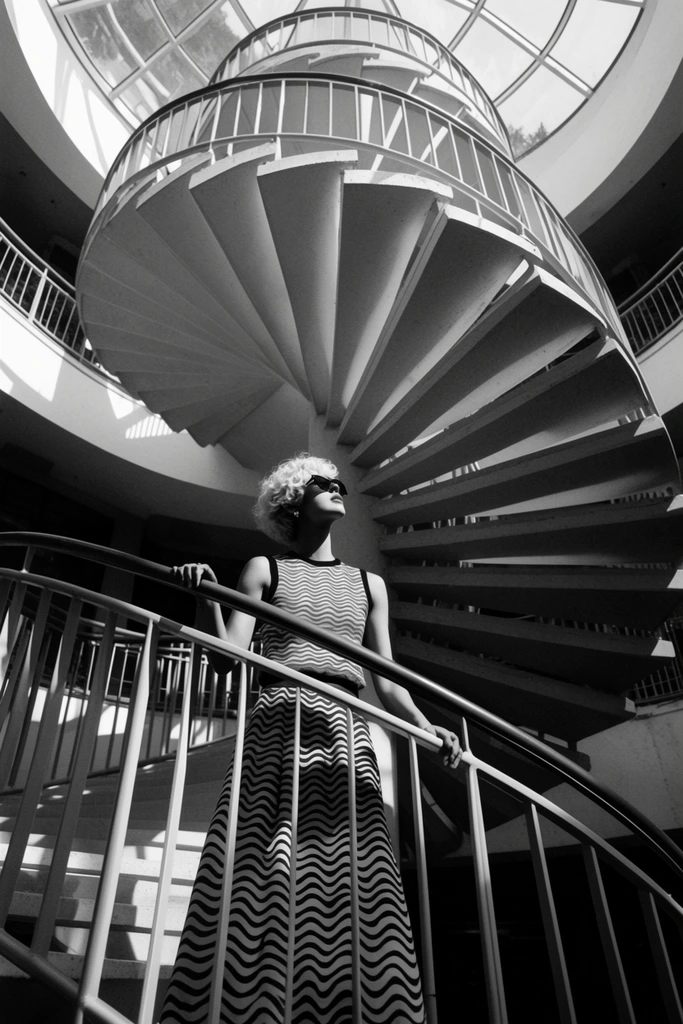 Monochromatic Brutalist Geometry style AI image example 1