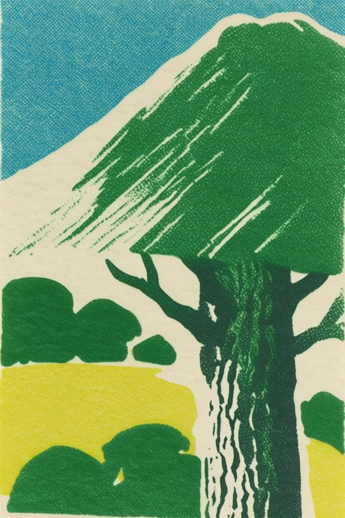 Retro-Graphic Print Synthesis style AI image example 2