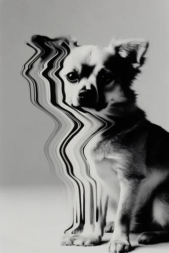 Ethereal Glitch Surrealism style reference image — high-contrast monochrome