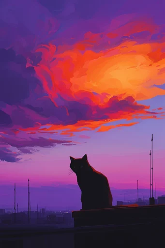Crimson Twilight Silhouette style reference image — stylized digital illustration