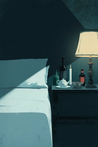 Moody Nocturnal Whimsy style reference image — atmospheric chiaroscuro