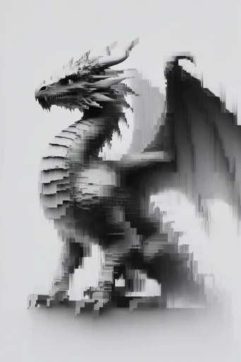 Monochrome Glitch Surrealism style reference image — digital decay